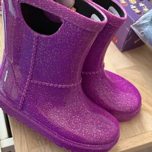 Purple Glitter Kids Boots